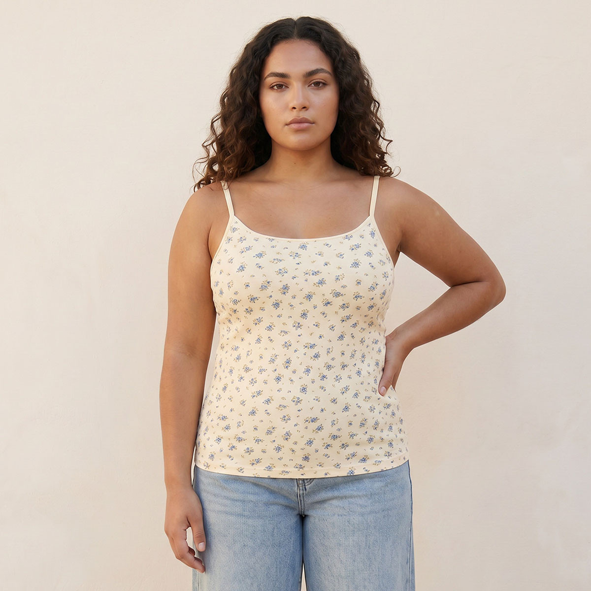 Splash Basic Slim Fit Top with Spaghetti Straps-women-clothing-tshirts-image-1