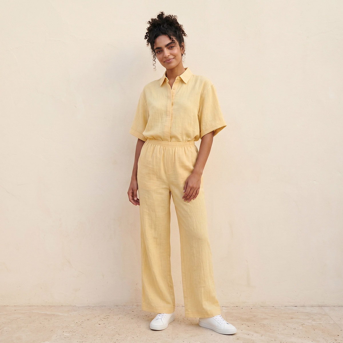 بنطلون سلاب بارز الملمس بخصر مرن من سبلاش بيزك-women-clothing-trousers-image-3