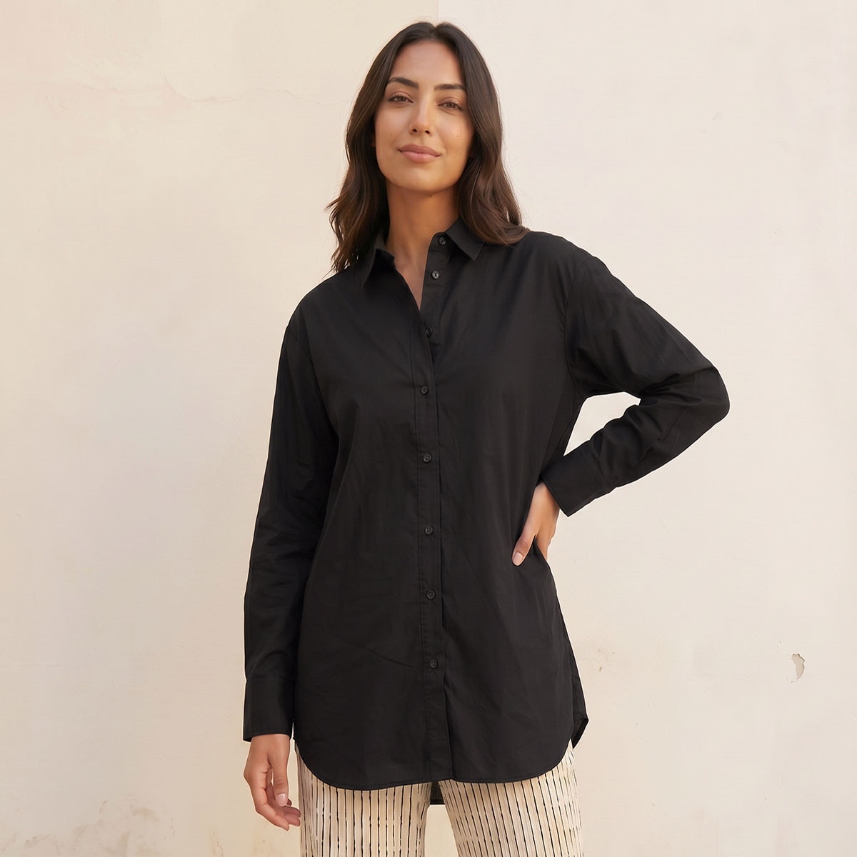 قميص واسع بطول غير متساوي من سبلاش بيسك-women-clothing-shirtsandblouses-shirts-image-1