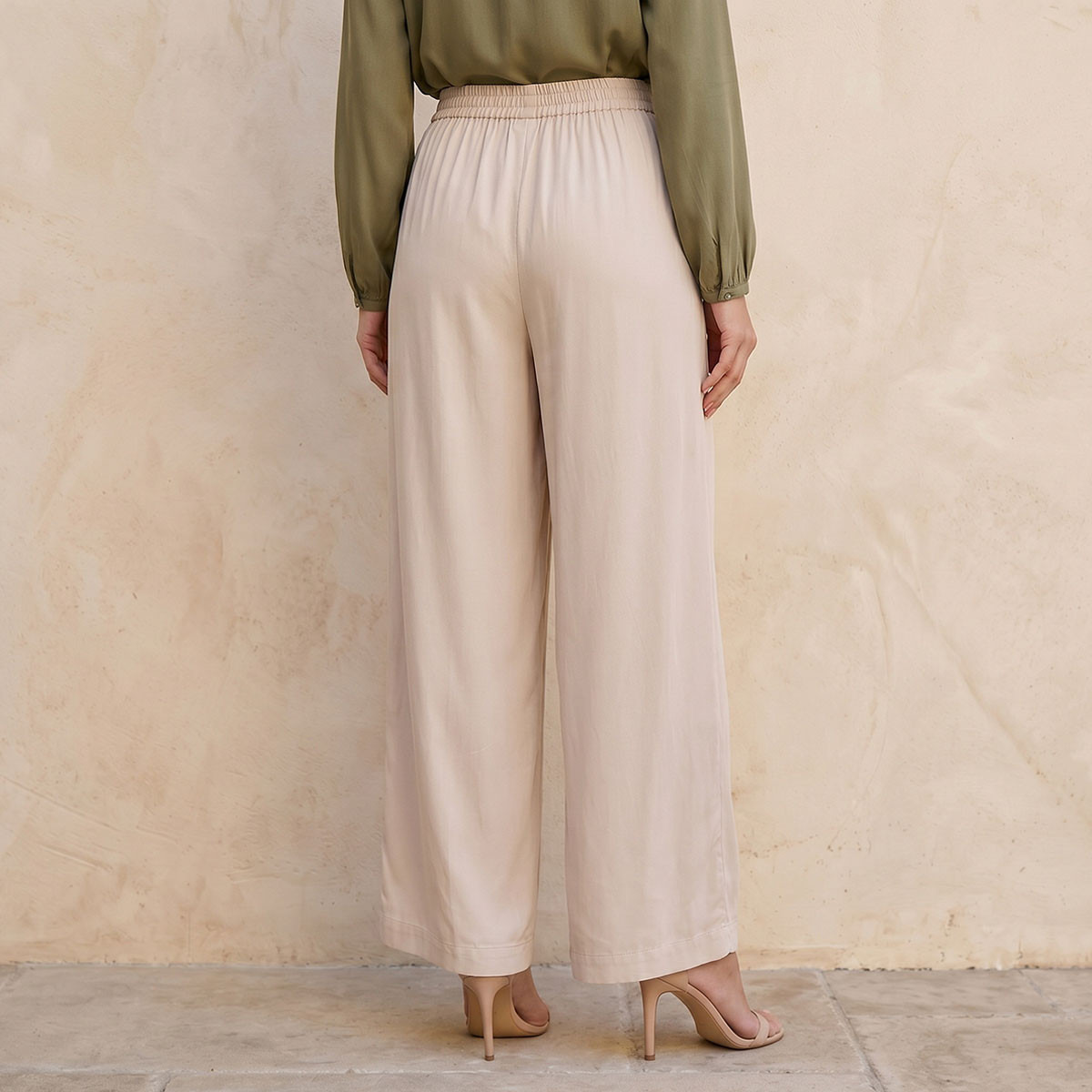 بنطلون فيسكوز بخصر نصف مطاطي من سبلاش بيسك-women-clothing-trousers-image-4