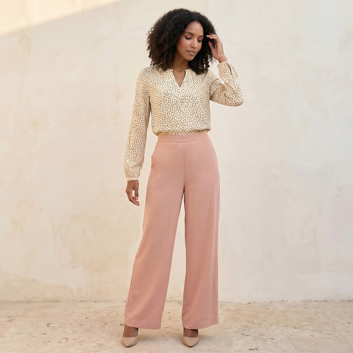 بنطلون فيسكوز بخصر نصف مطاطي من سبلاش بيسك-women-clothing-trousers-image-3