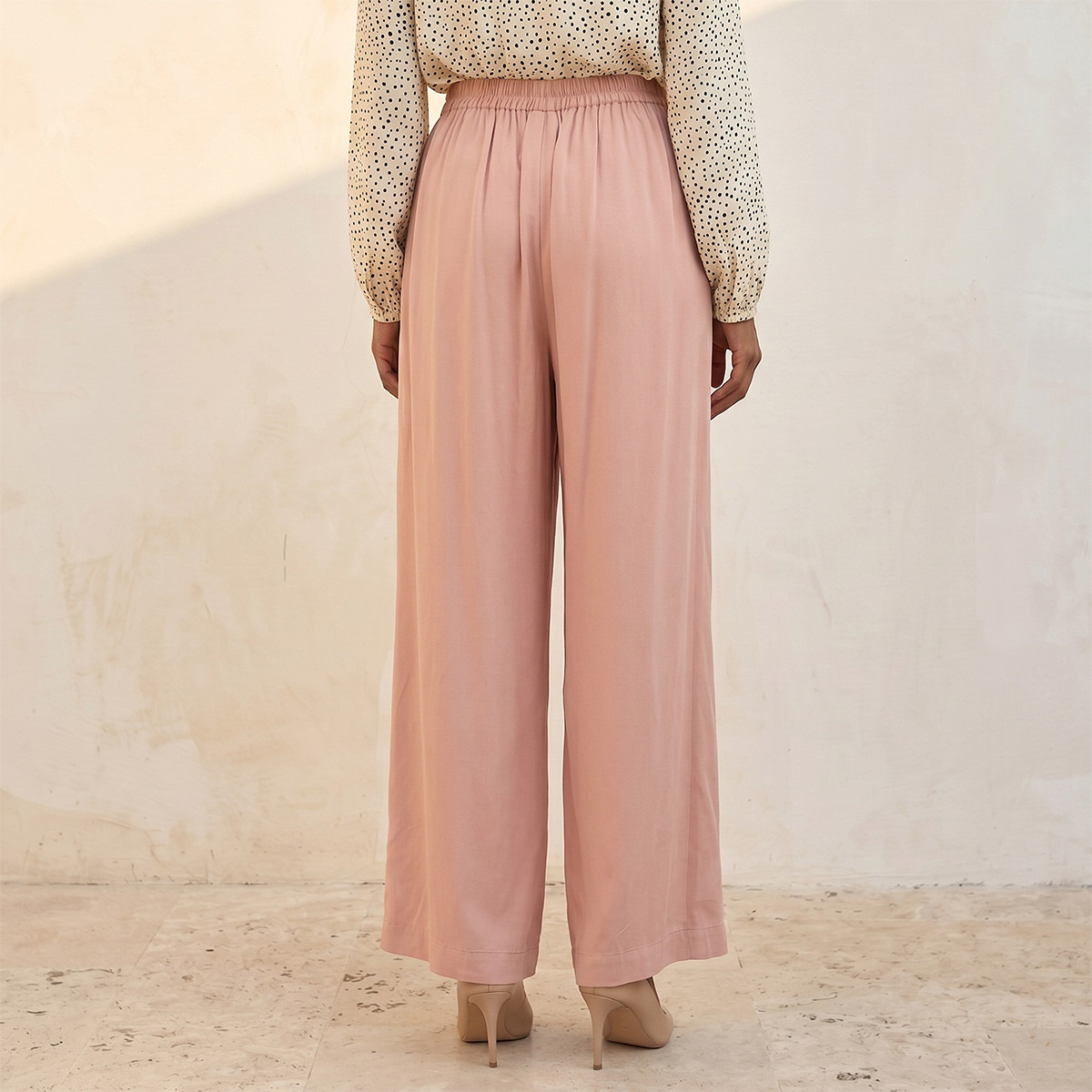 بنطلون فيسكوز بخصر نصف مطاطي من سبلاش بيسك-women-clothing-trousers-image-4