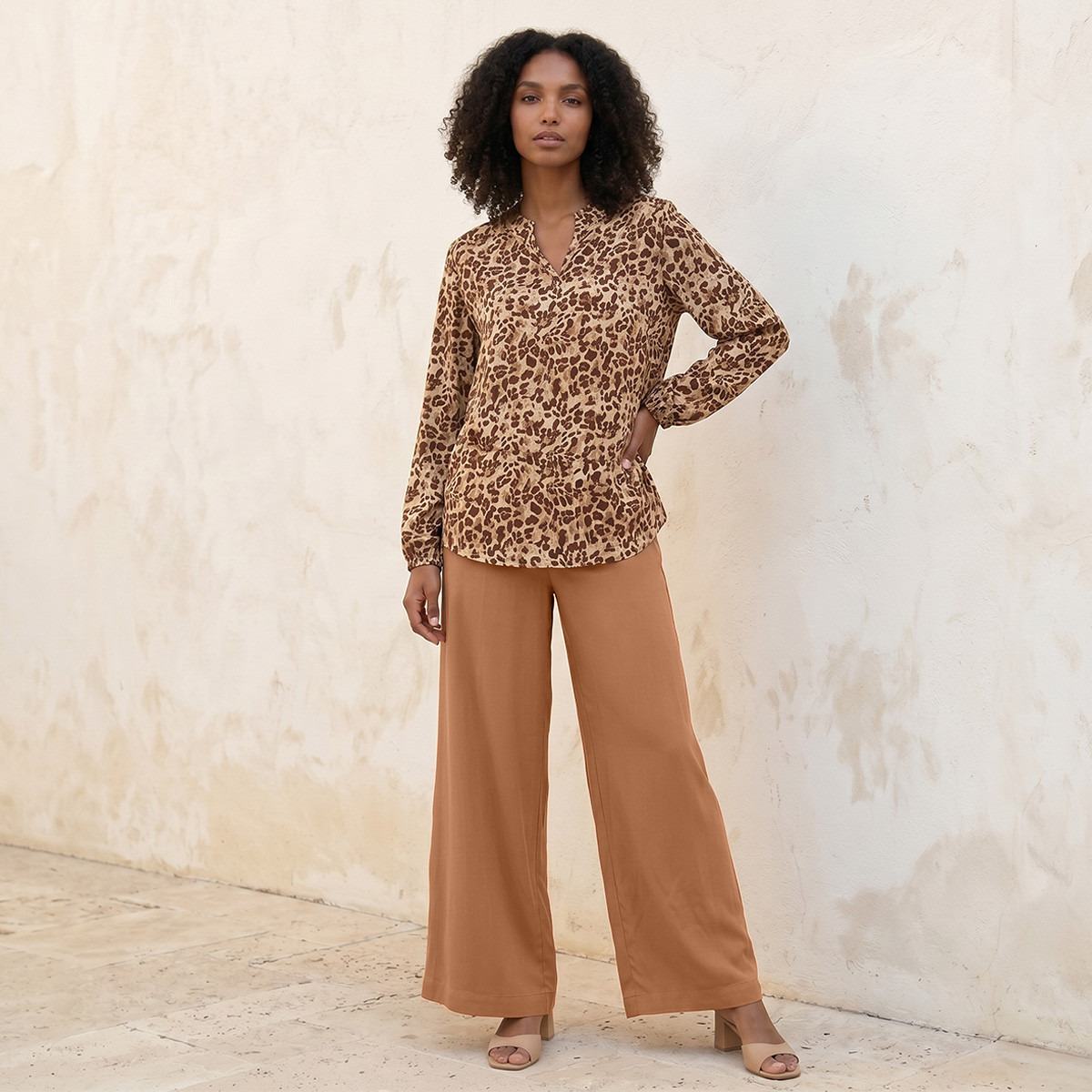 بنطلون فيسكوز بخصر نصف مطاطي من سبلاش بيسك-women-clothing-trousers-image-3