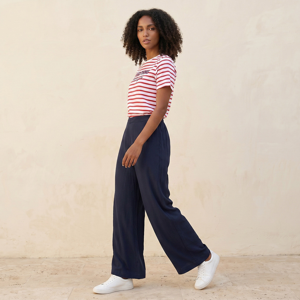 بنطلون فيسكوز بخصر نصف مطاطي من سبلاش بيسك-women-clothing-trousers-image-3
