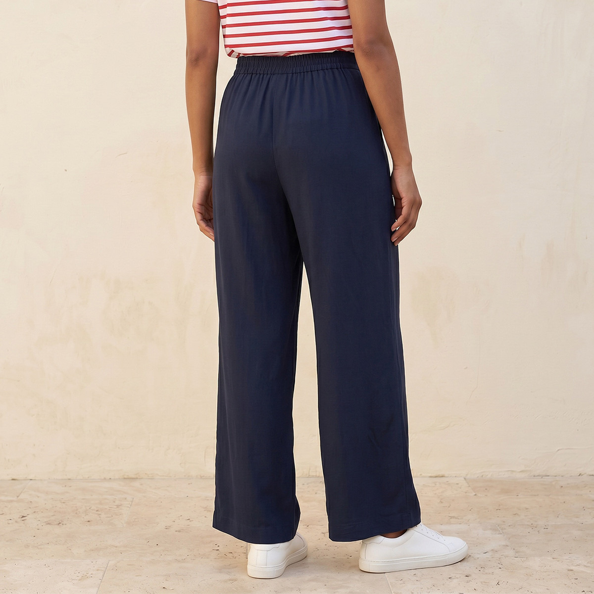 بنطلون فيسكوز بخصر نصف مطاطي من سبلاش بيسك-women-clothing-trousers-image-4