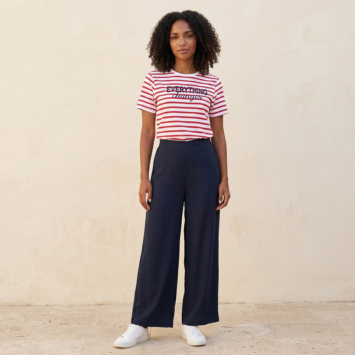 بنطلون فيسكوز بخصر نصف مطاطي من سبلاش بيسك-women-clothing-trousers-image-5