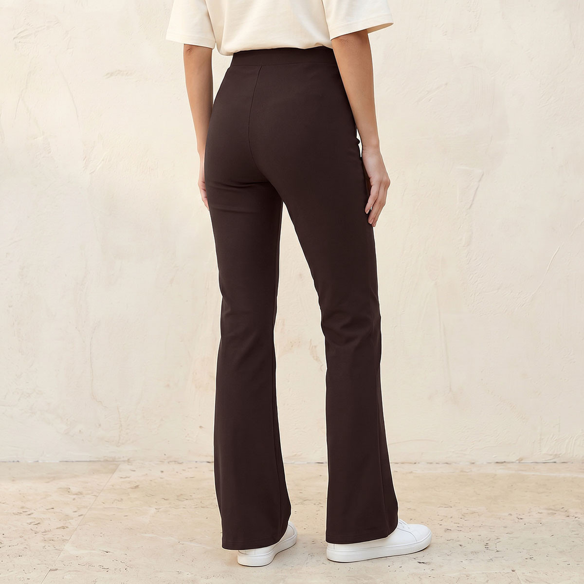 Splash Basic Elasticated Waist Full Length Flared Leggings-women-clothing-leggings-image-4