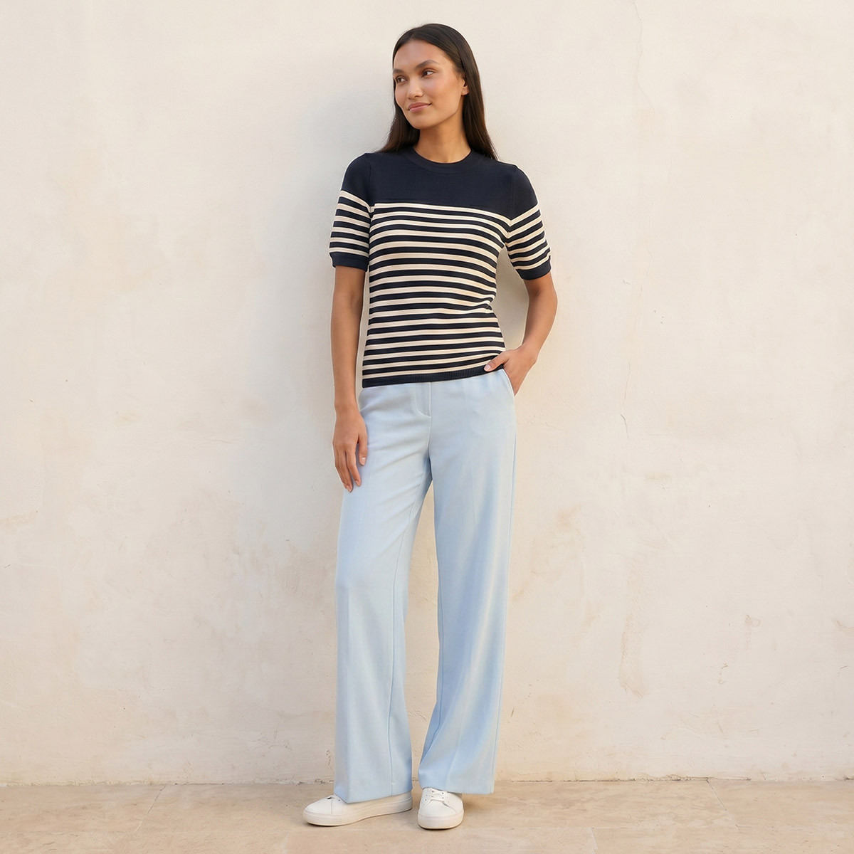 Splash Basics Ottoman Striped Crew Neck Sweater-women-winterwear-cardigansandjumpers-jumpers-image-3