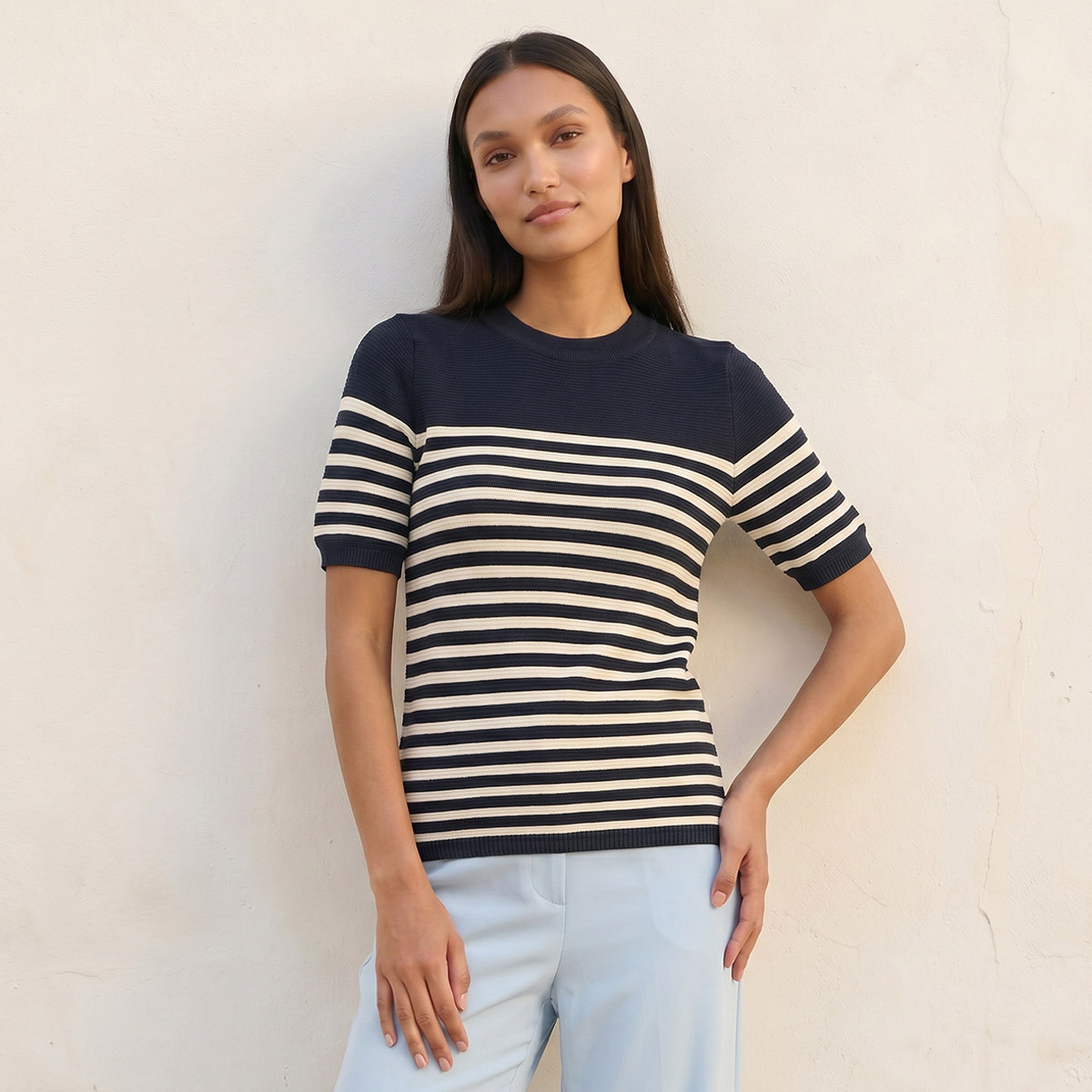 Splash Basics Ottoman Striped Crew Neck Sweater-women-winterwear-cardigansandjumpers-jumpers-image-5