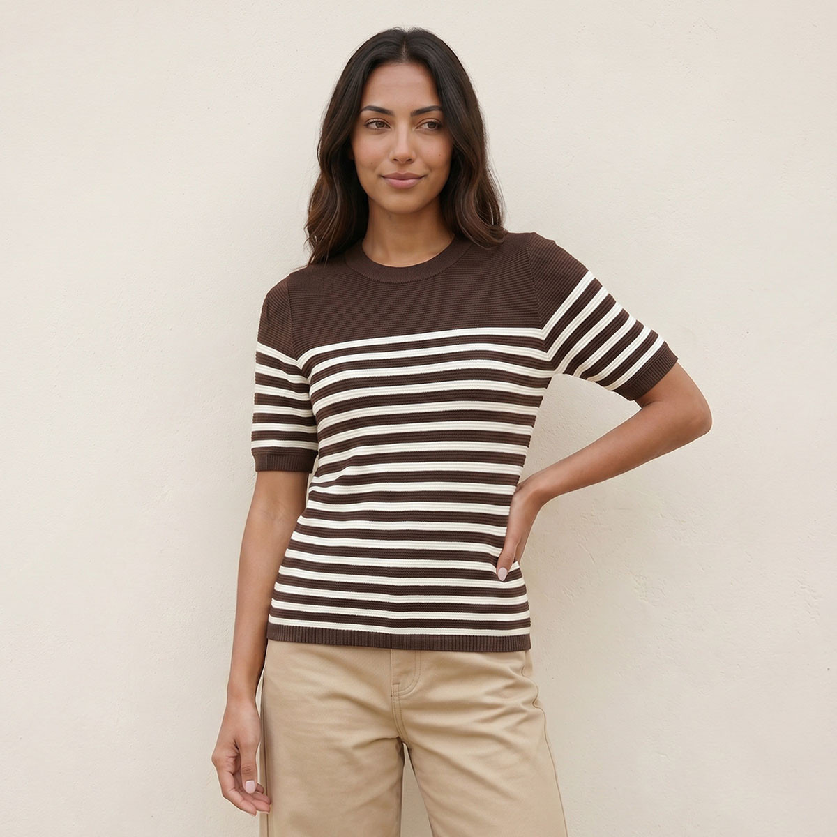 Splash Basics Ottoman Striped Crew Neck Sweater-women-winterwear-cardigansandjumpers-jumpers-image-1