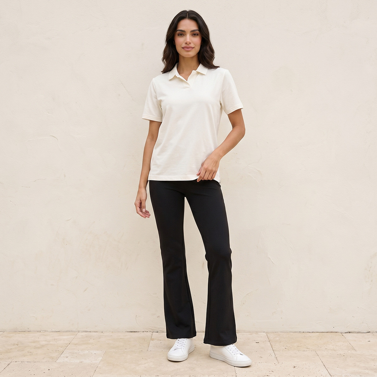 Splash Basic Polo T-shirt with Ribbed Collar-women-clothing-tshirts-image-3