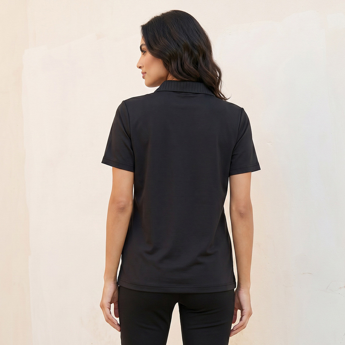 Splash Basic Polo T-shirt with Ribbed Collar-women-clothing-tshirts-image-4