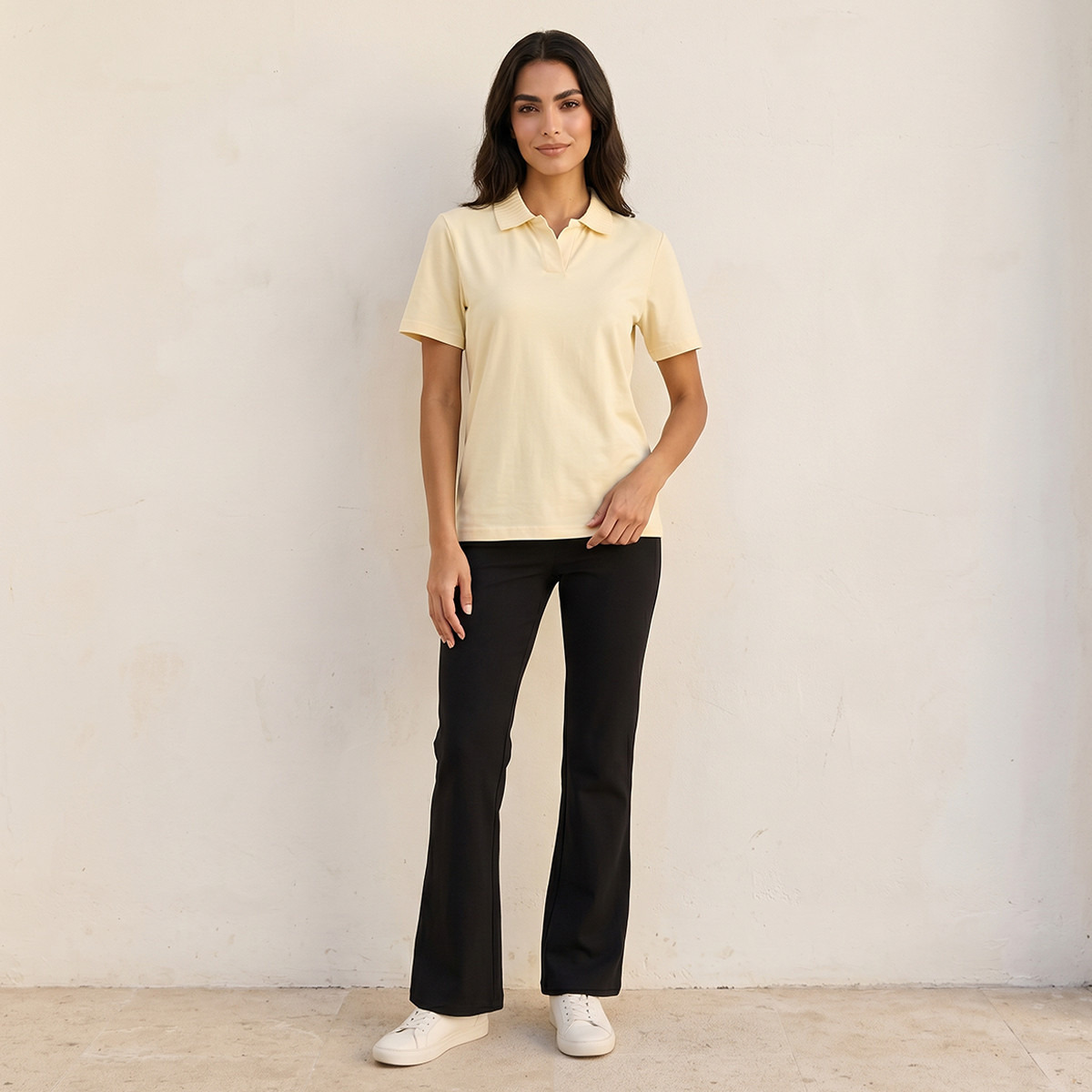 Splash Basic Polo T-shirt with Ribbed Collar-women-clothing-tshirts-image-3