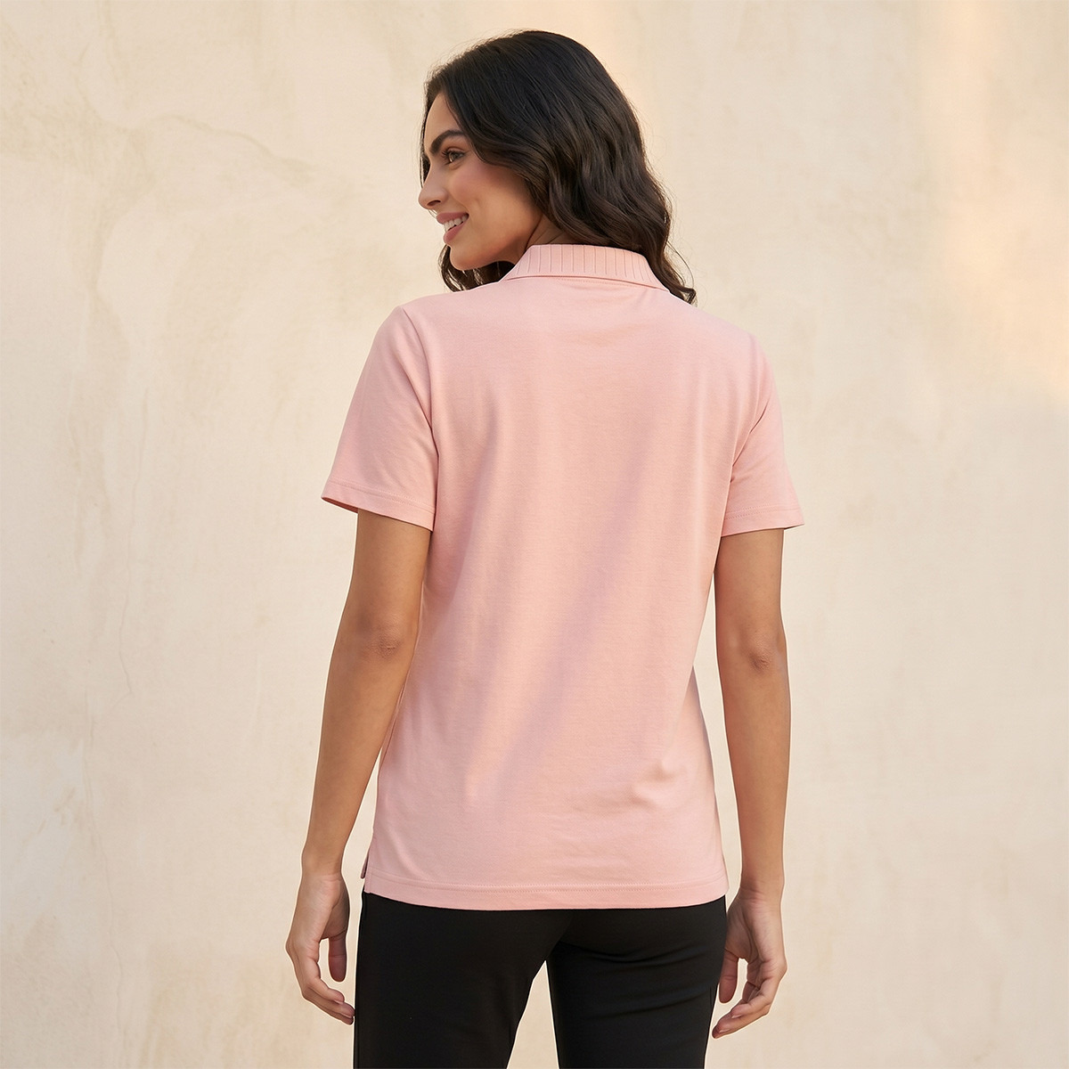 Splash Basic Polo T-shirt with Ribbed Collar-women-clothing-tshirts-image-4
