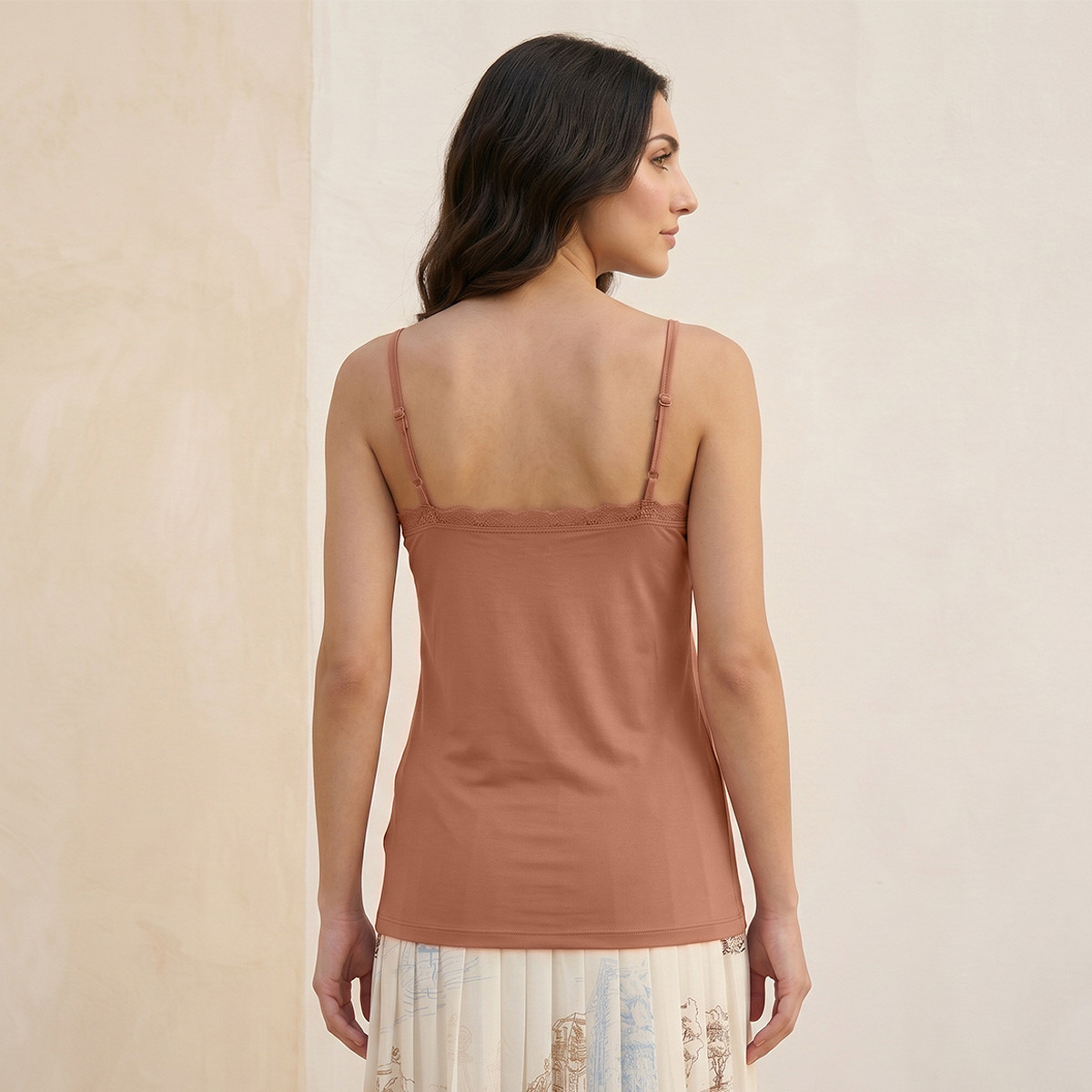 Splash Basic Slim Fit Camisole with Lace Trim-women-clothing-tshirts-image-4