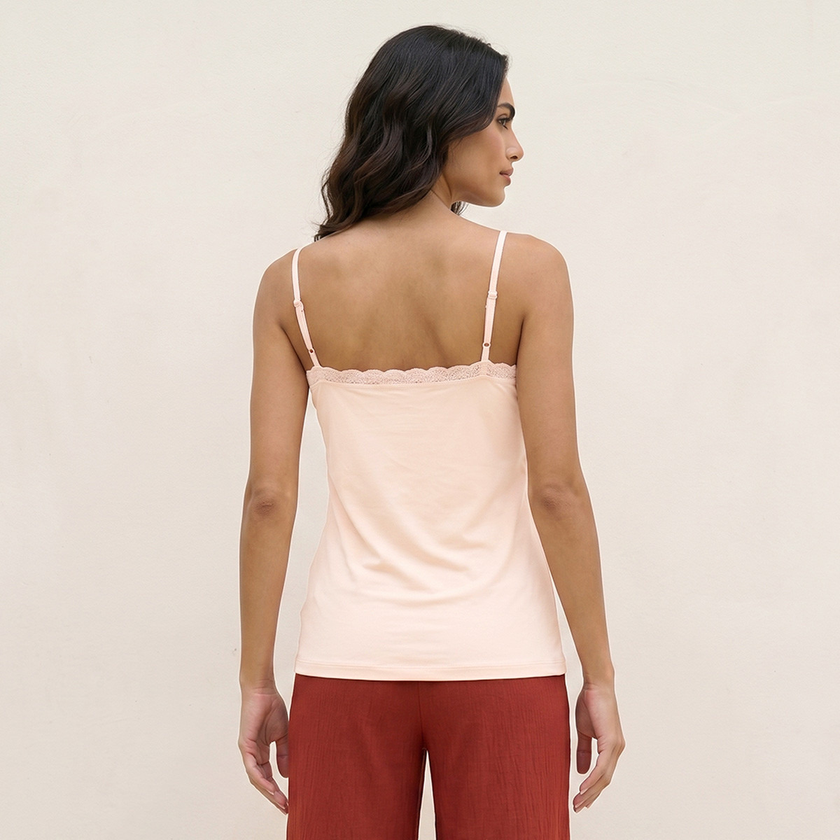 Splash Basic Slim Fit Camisole with Lace Trim-women-clothing-tshirts-image-4