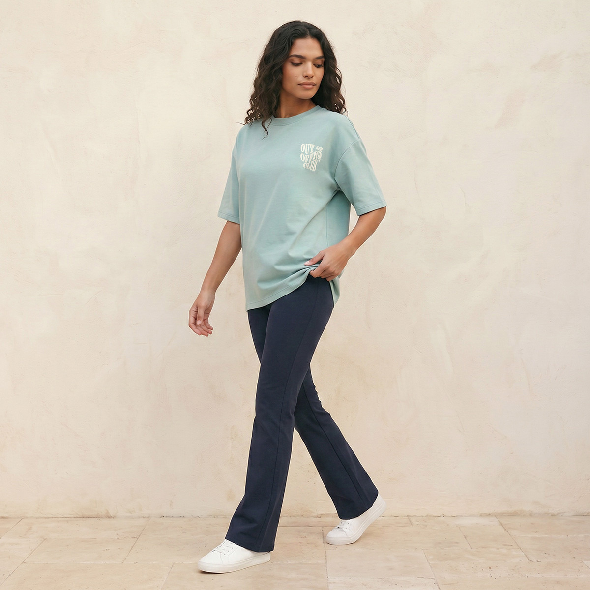 Splash Basic Boxy Fit T-shirt with Slogan Print-women-clothing-tshirts-image-5