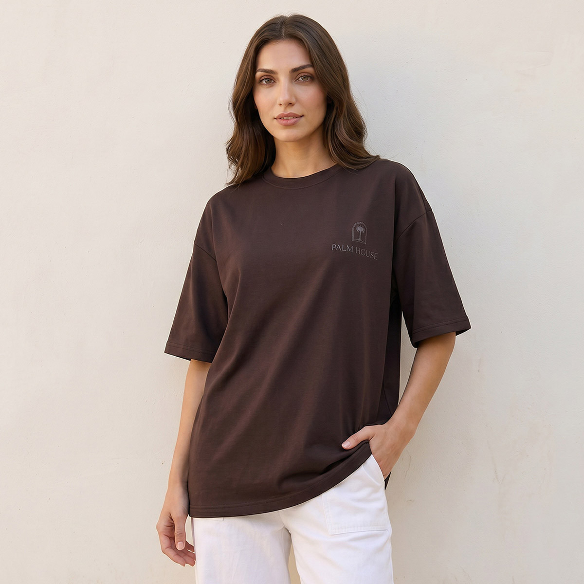 Splash Basic Boxy Fit T-shirt with Slogan Print-women-clothing-tshirts-image-1
