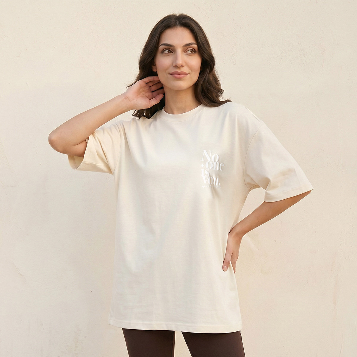 Splash Basic Boxy Fit T-shirt with Slogan Print-women-clothing-tshirts-image-1