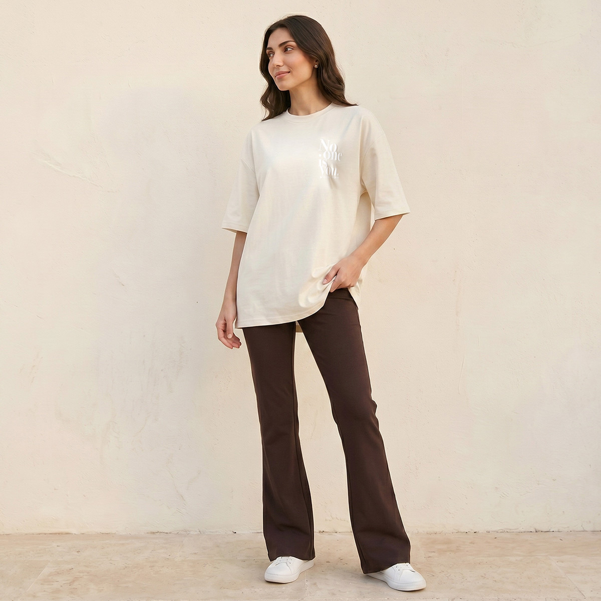 Splash Basic Boxy Fit T-shirt with Slogan Print-women-clothing-tshirts-image-3