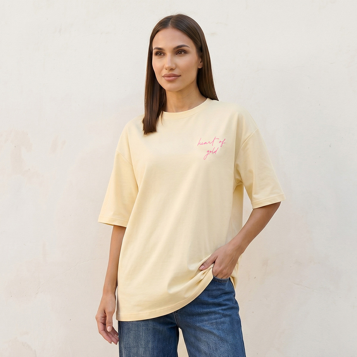 تيشيرت بوكسي بطبعات شعار من سبلاش بيسك-women-clothing-tshirts-image-1