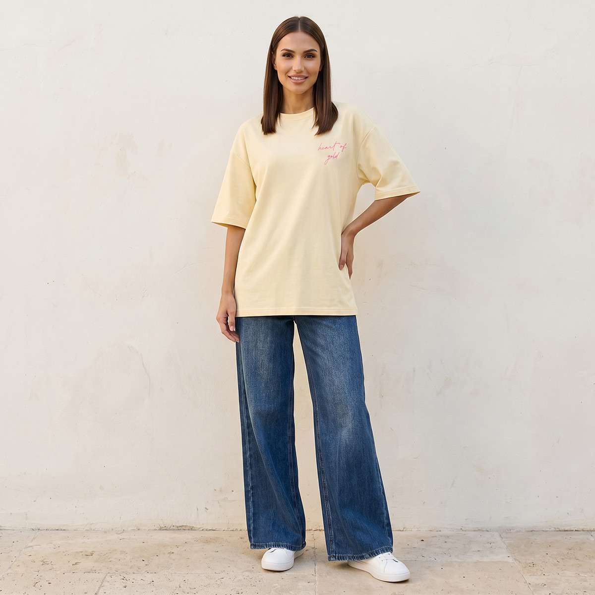 تيشيرت بوكسي بطبعات شعار من سبلاش بيسك-women-clothing-tshirts-image-3