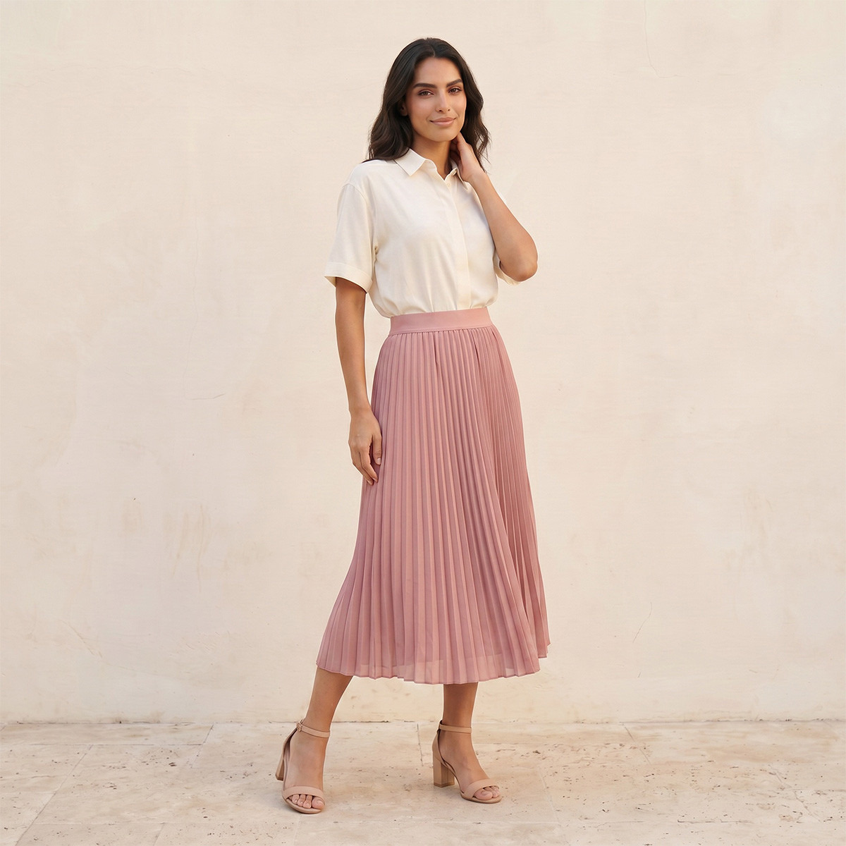 Splash Basics Midi Skirt with Pleated Design-women-clothing-skirts-image-3