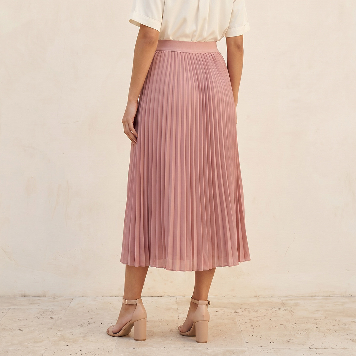 Splash Basics Midi Skirt with Pleated Design-women-clothing-skirts-image-4