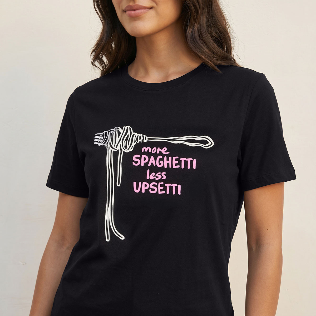 Splash Basics Cotton T-shirt with Spaghetti Print-women-clothing-tshirts-image-6