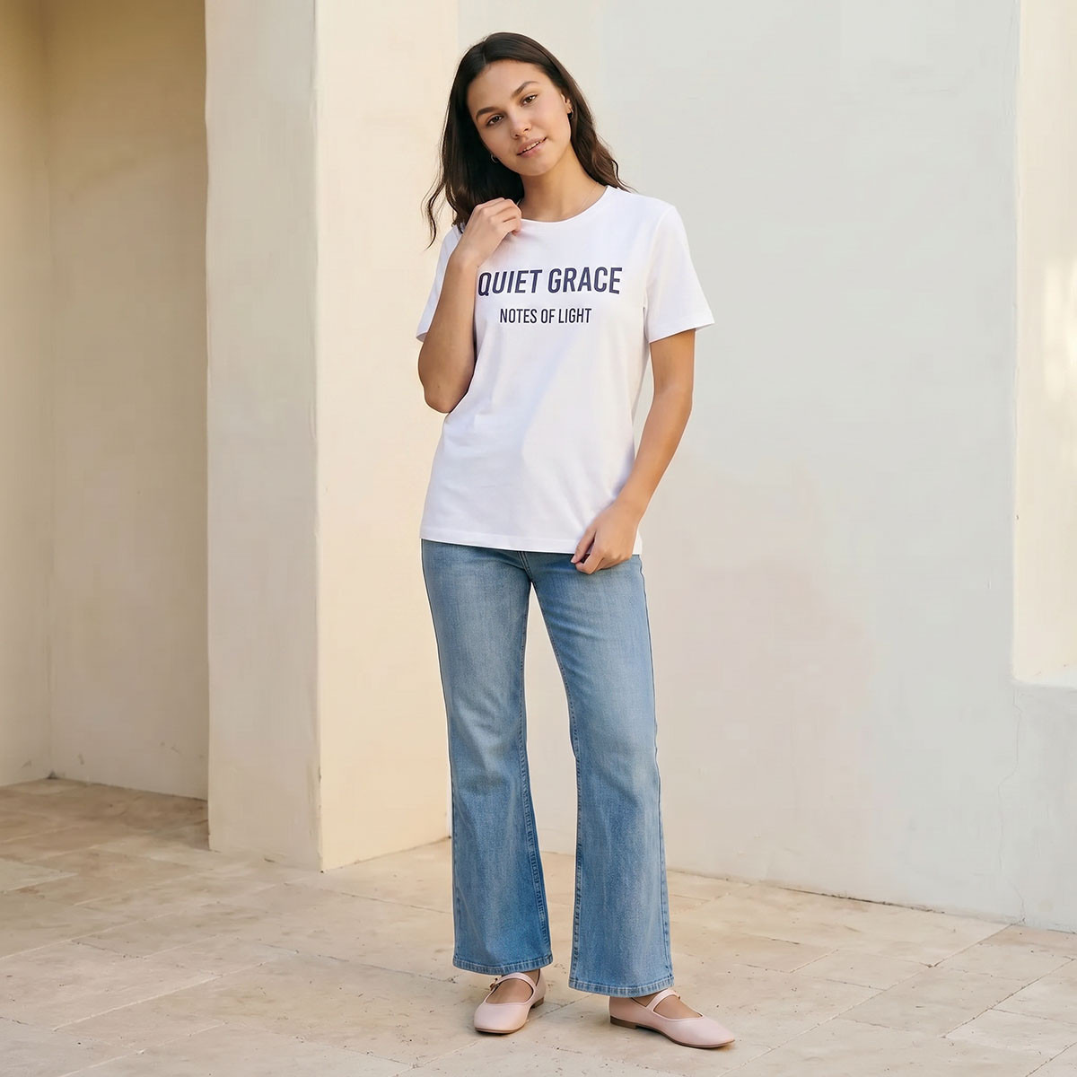 تيشيرت قطن بطبعات شعار من سبلاش بيزيك-women-clothing-tshirts-image-3