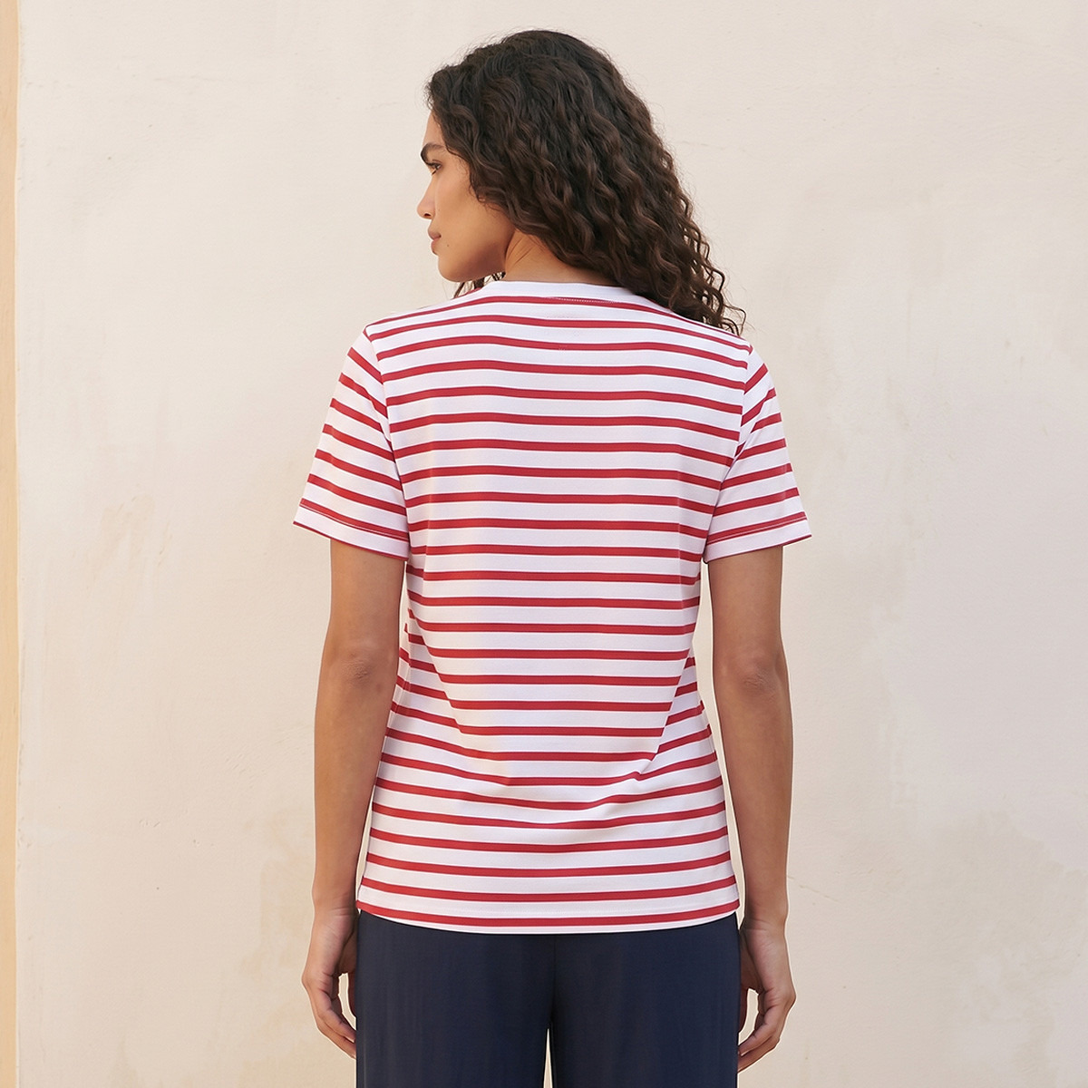 Splash Basic T-shirt with Embroidered Slogan-women-clothing-tshirts-image-4