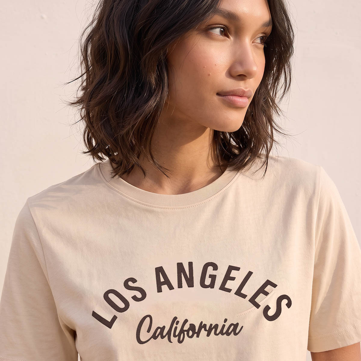 Splash Basic Cotton T-shirt with Los Angeles Print-women-clothing-tshirts-image-4