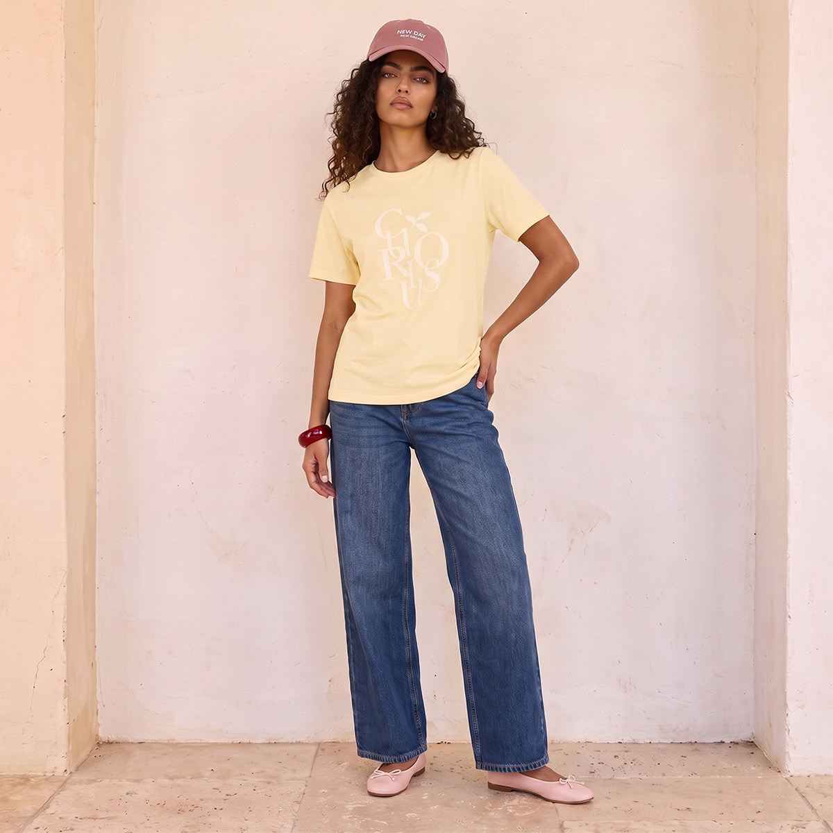 Splash Basic Cotton T-shirt with Text Print-women-clothing-tshirts-image-2