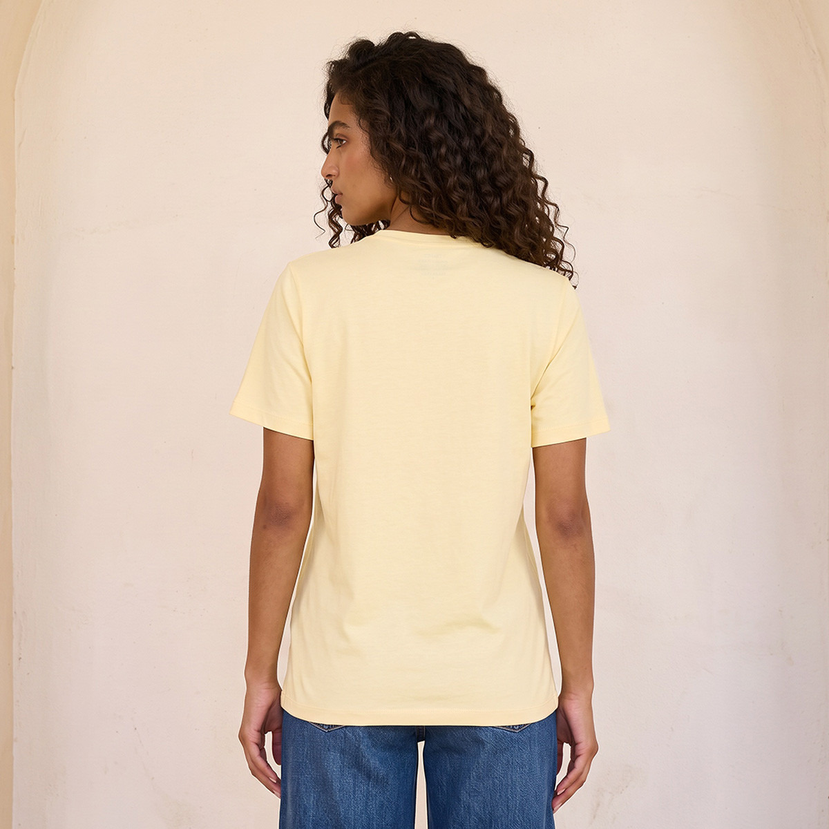 Splash Basic Cotton T-shirt with Text Print-women-clothing-tshirts-image-3