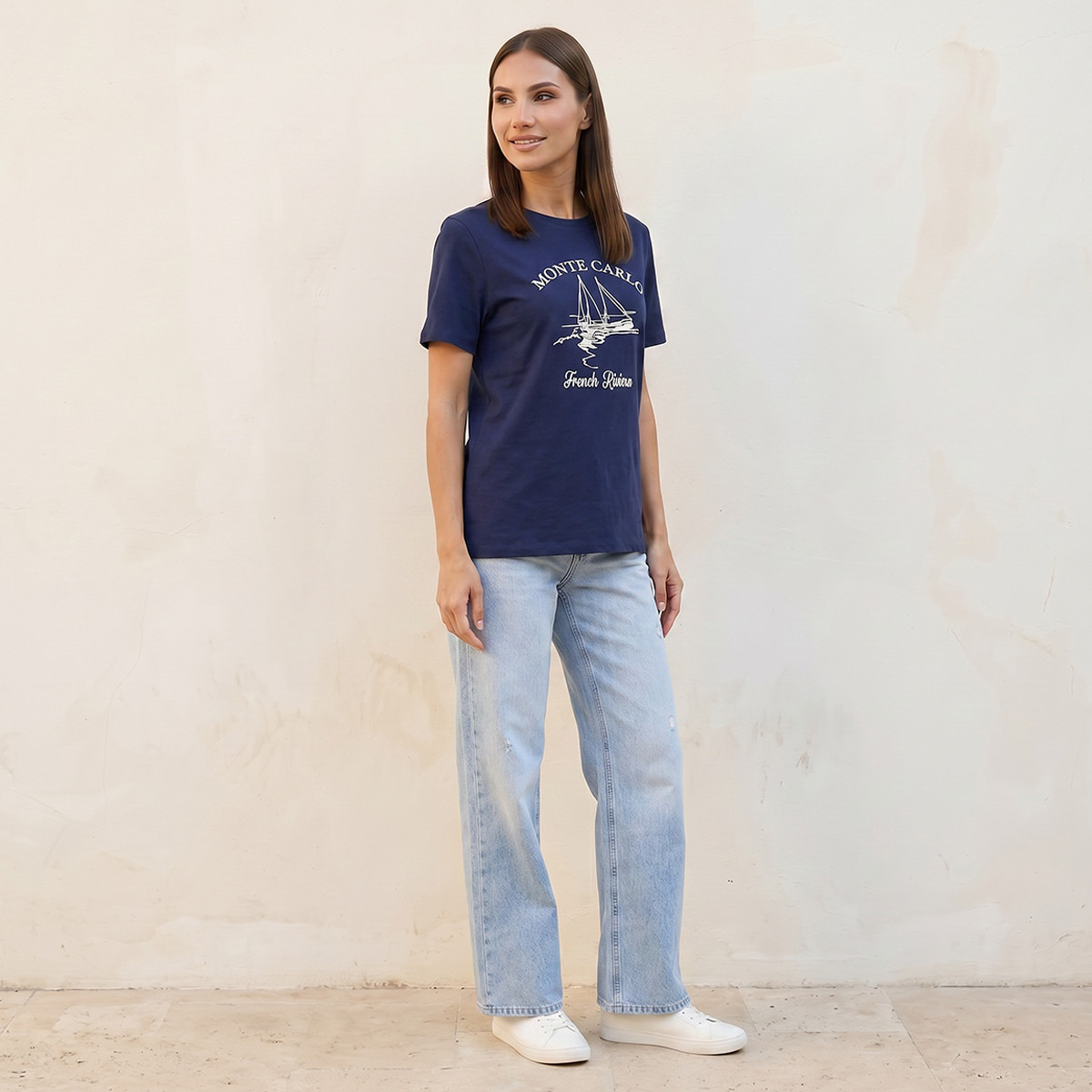Splash Basics Cotton T-shirt with Monte Carlo Print-women-clothing-tshirts-image-3