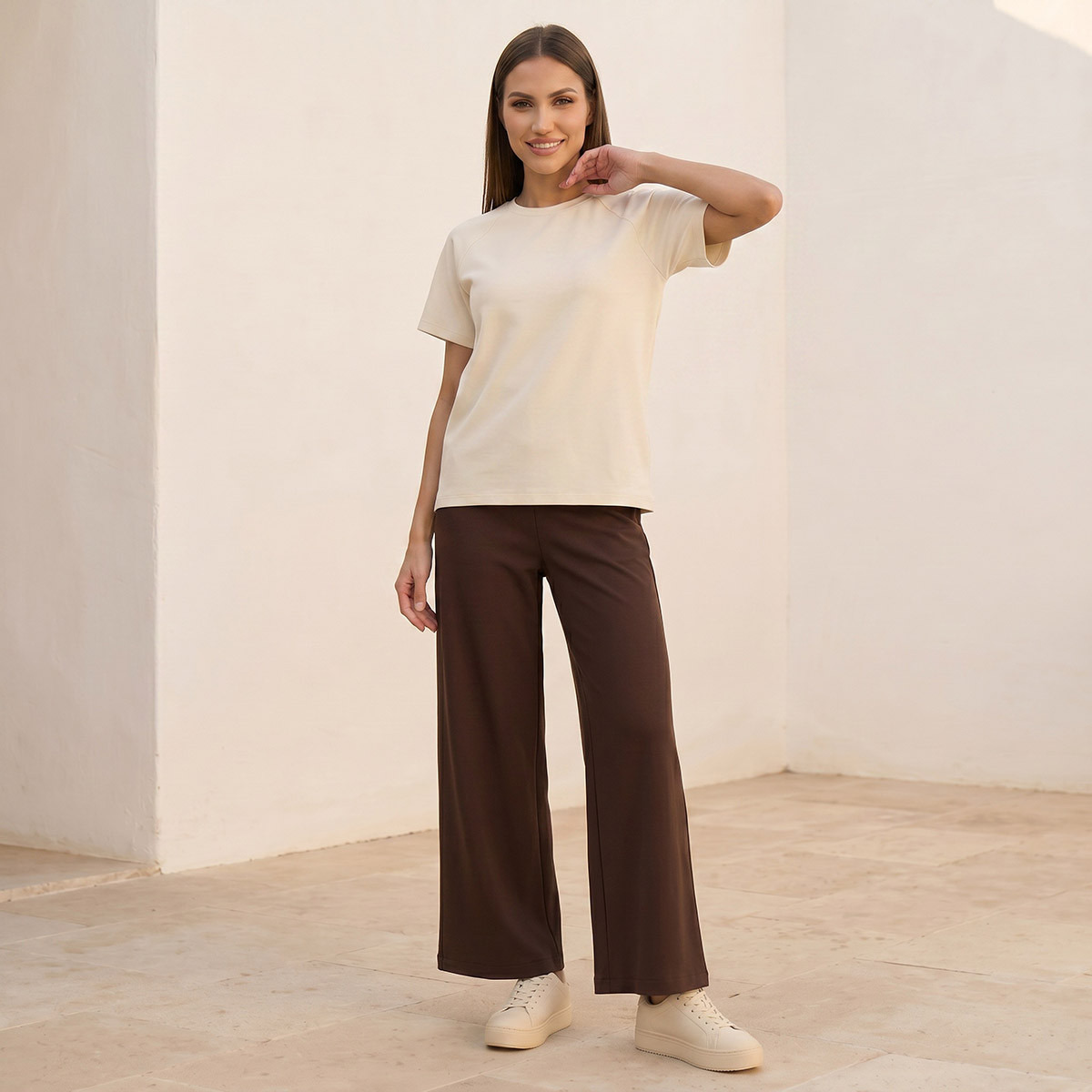 Splash Basics Elastic Waist Wide Leg Pants-women-clothing-trousers-image-5