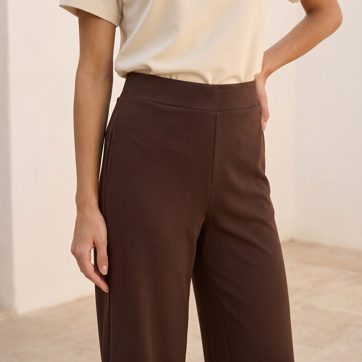 Splash Basics Elastic Waist Wide Leg Pants-women-clothing-trousers-image-6