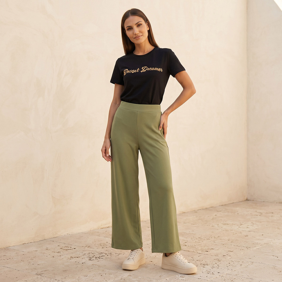 Splash Basics Elastic Waist Wide Leg Pants-women-clothing-trousers-image-3