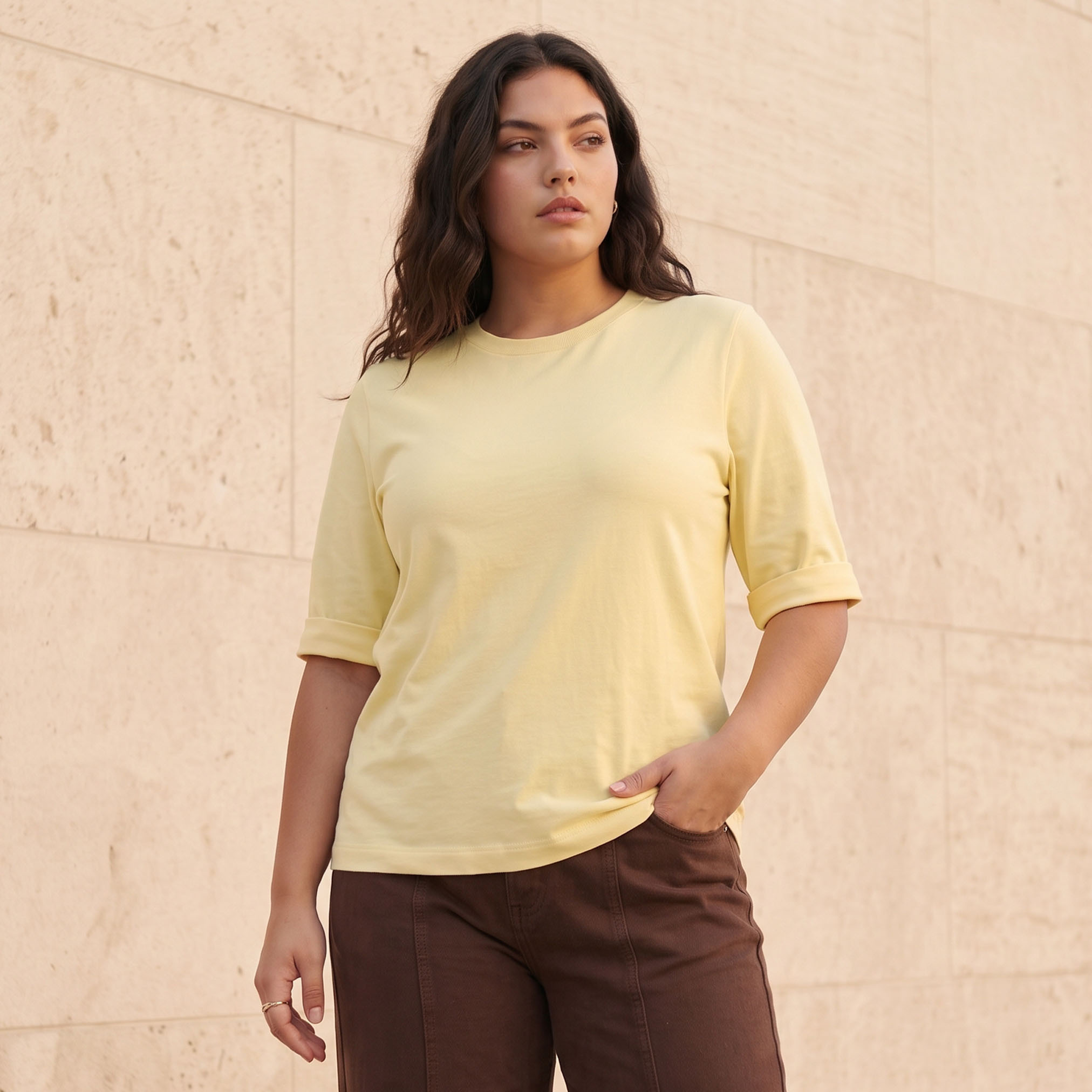 تيشيرت قطن بقصة مريحة من سبلاش بيزك-women-clothing-tshirts-image-2
