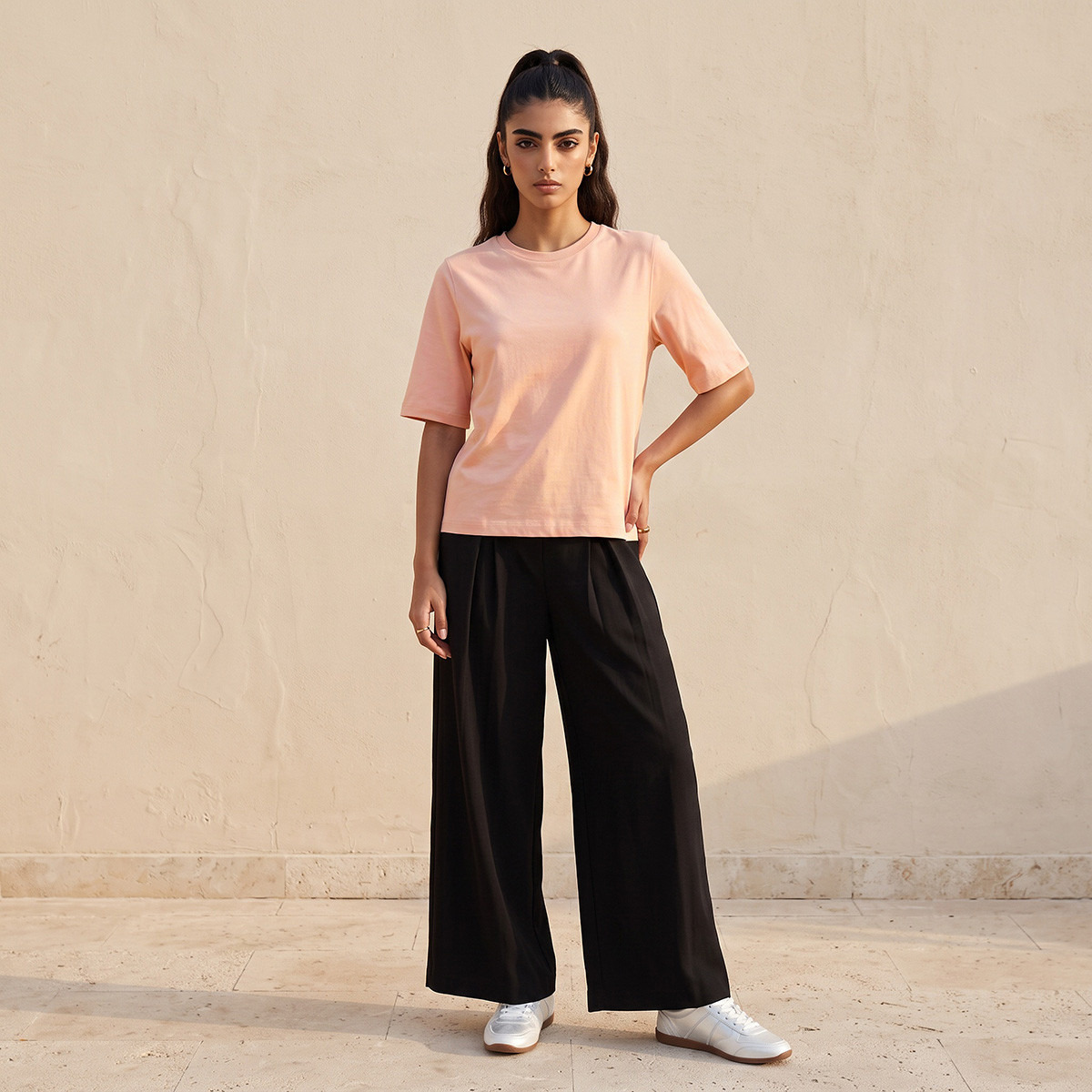 تيشيرت قطن بقصة مريحة من سبلاش بيزك-women-clothing-tshirts-image-2