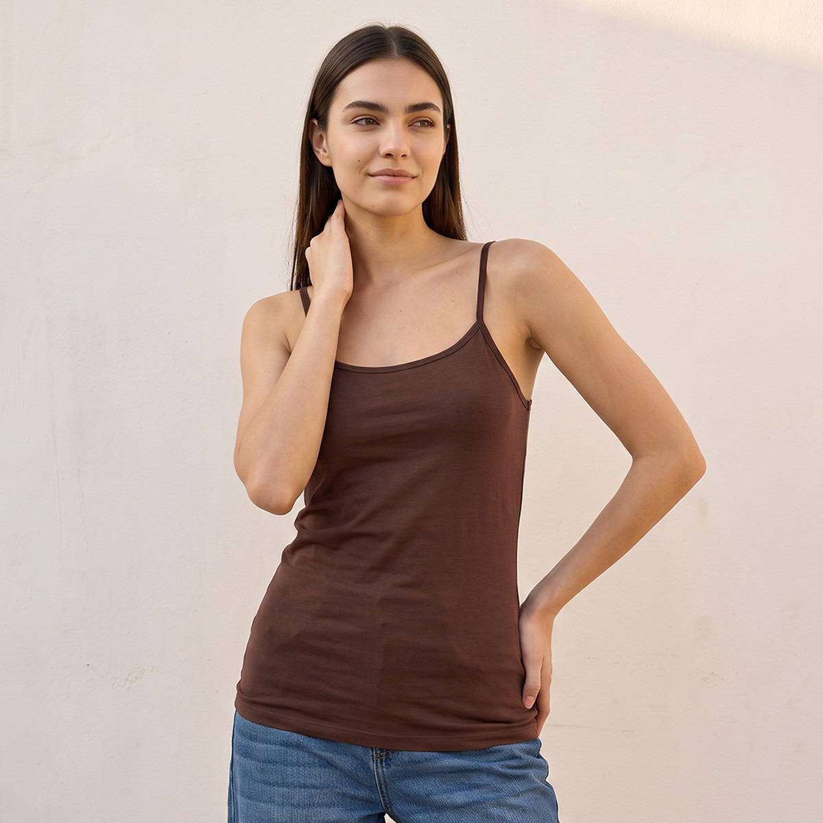 Splash Basic Slim Fit Camisole with Straps-women-clothing-tshirts-image-1