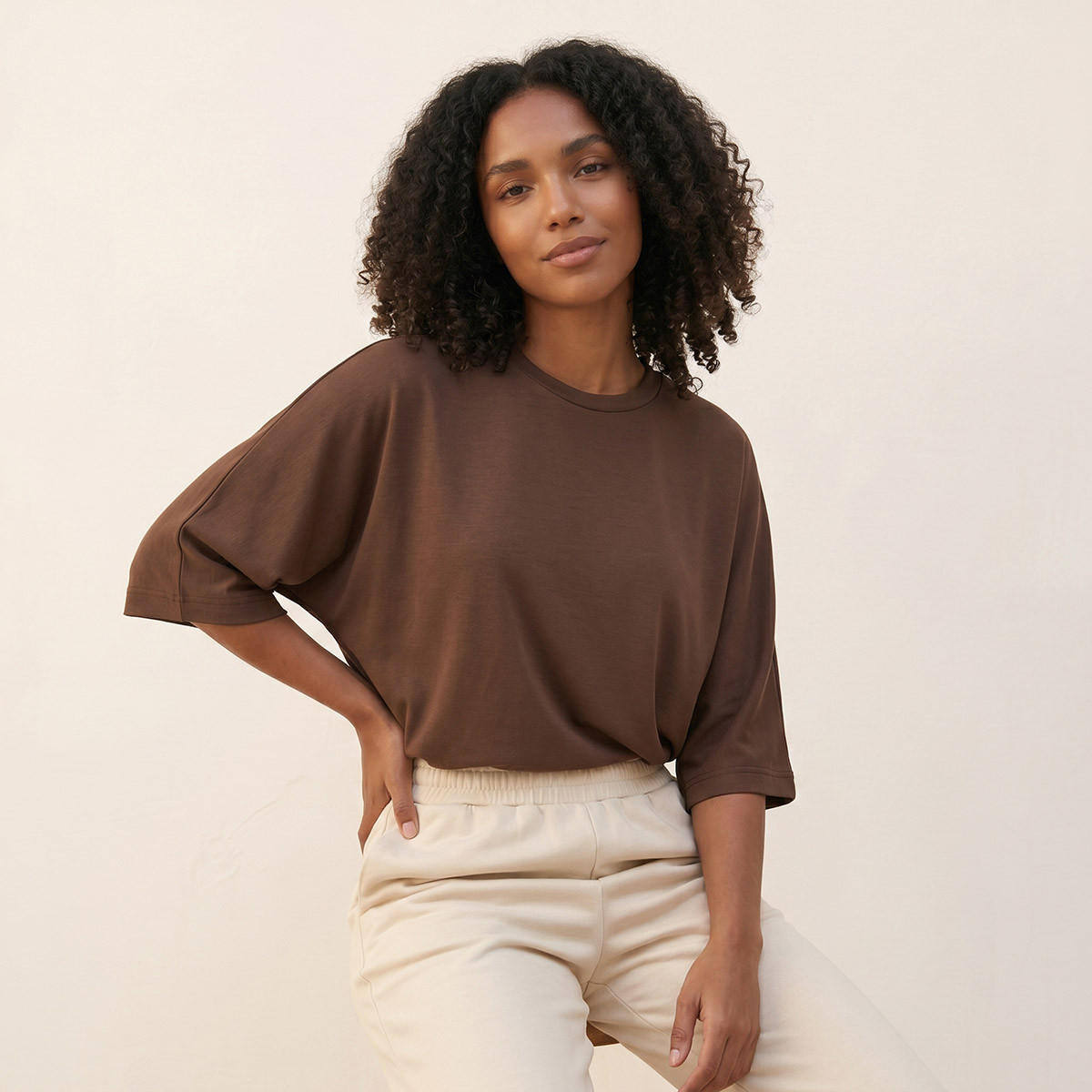 تيشيرت فضفاض بأكمام ممتدة من سبلاش بيزكس-women-clothing-tshirts-image-1