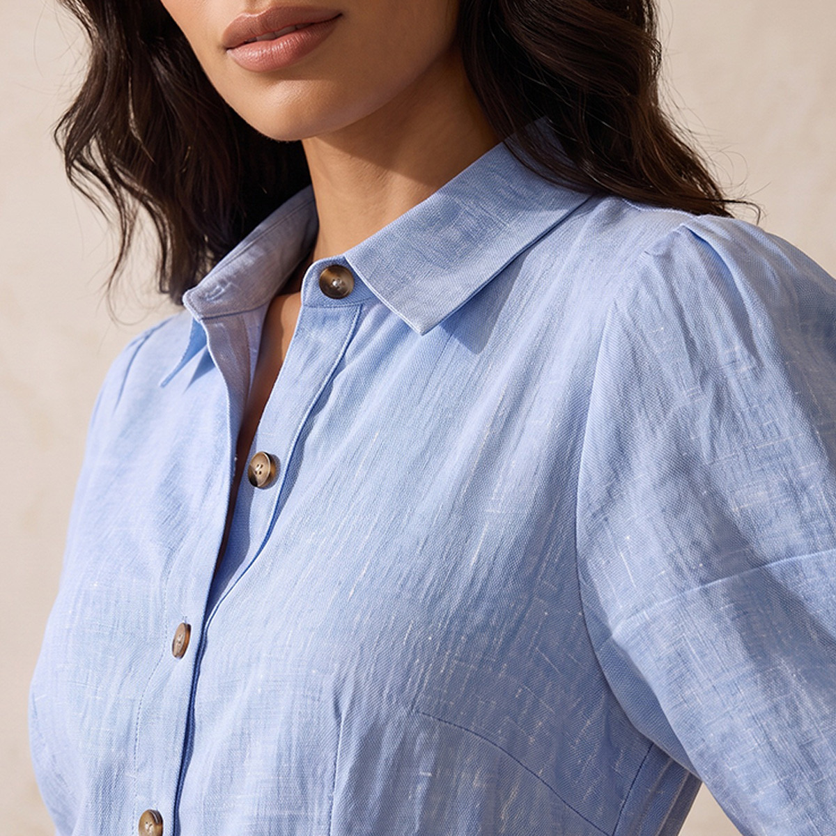 Splash Basic Linen Shirt Dress with Belt-women-clothing-dresses-image-6