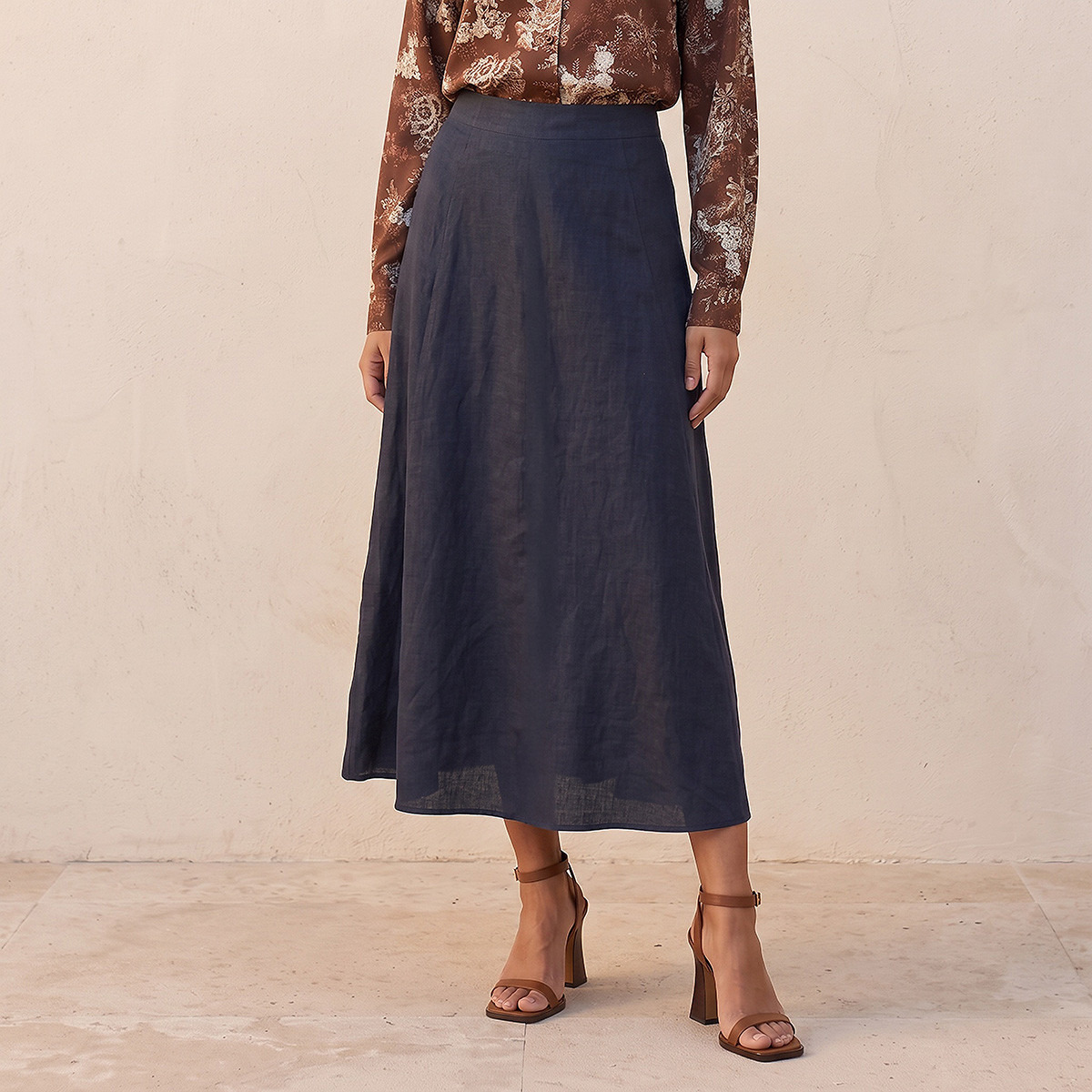 تنورة كتان إيه لاين من سبلاش بيسك-women-clothing-skirts-image-1