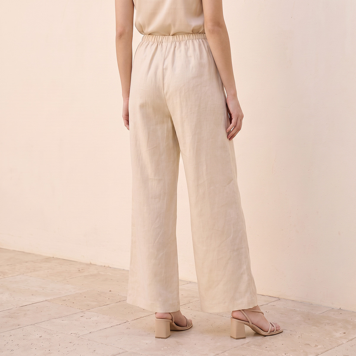 Splash Basic Wide Leg Linen Trousers-women-clothing-trousers-image-4