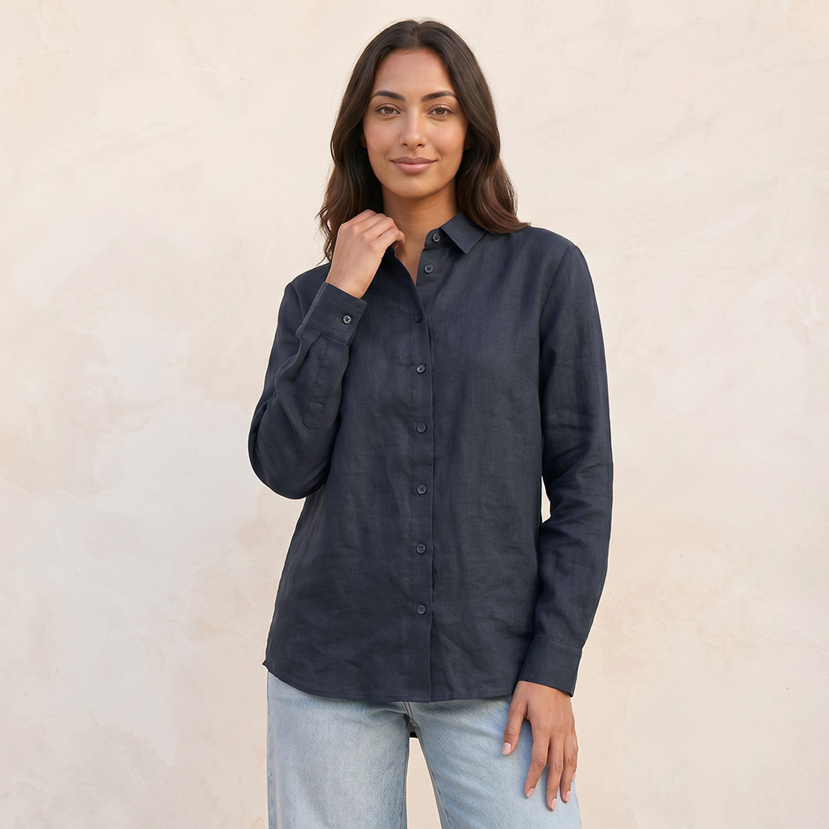 Splash Basic Collared Linen Shirt-women-clothing-shirtsandblouses-shirts-image-5