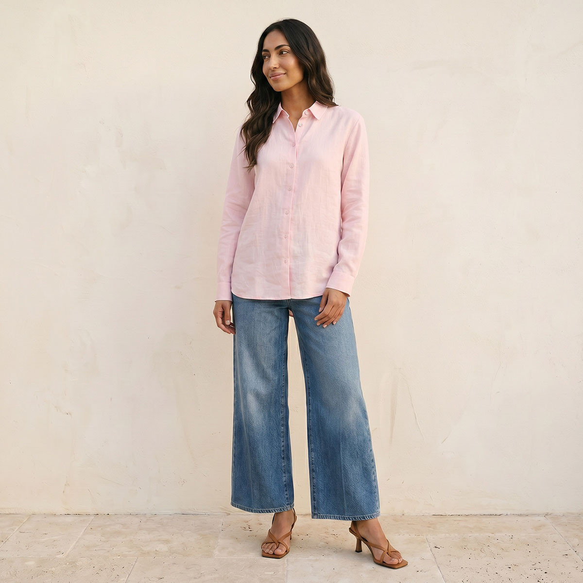 Splash Basic Collared Linen Shirt-women-clothing-shirtsandblouses-shirts-image-3