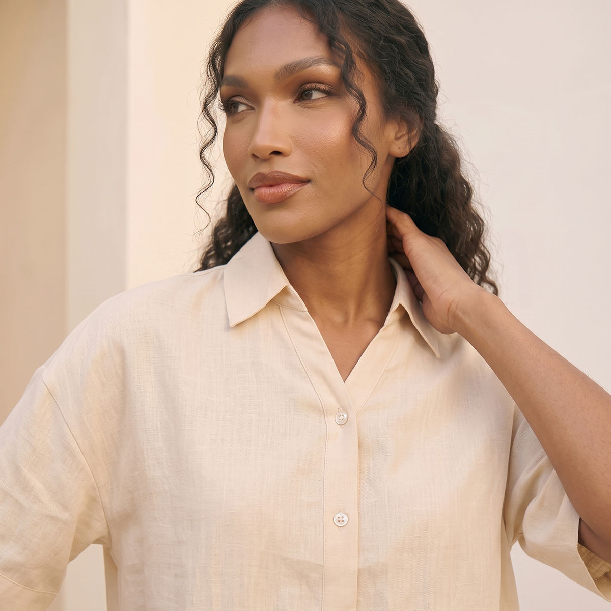 قميص كتان بياقة وأكمام قابلة للطي مع شريط تثبيت من سبلاش بيسك-women-clothing-shirtsandblouses-shirts-image-6
