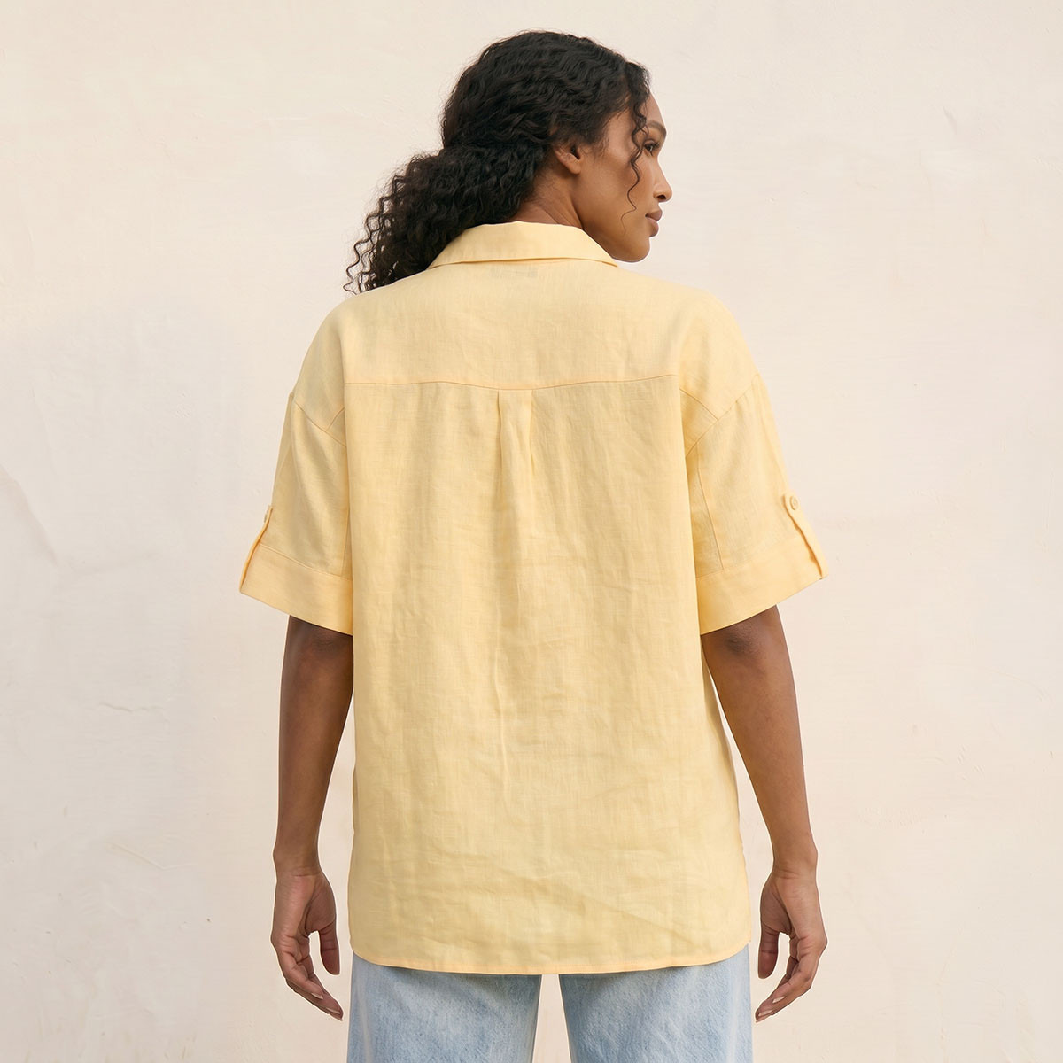 قميص كتان بياقة وأكمام قابلة للطي مع شريط تثبيت من سبلاش بيسك-women-clothing-shirtsandblouses-shirts-image-4