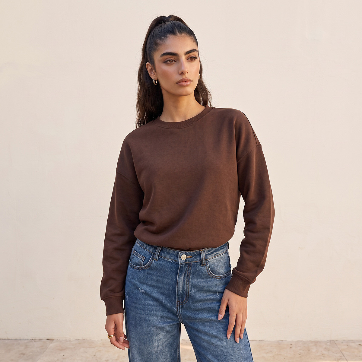 Splash Basic Sweatshirt with Drop Shoulder-women-clothing-hoodiesandsweatshirts-sweatshirts-image-2